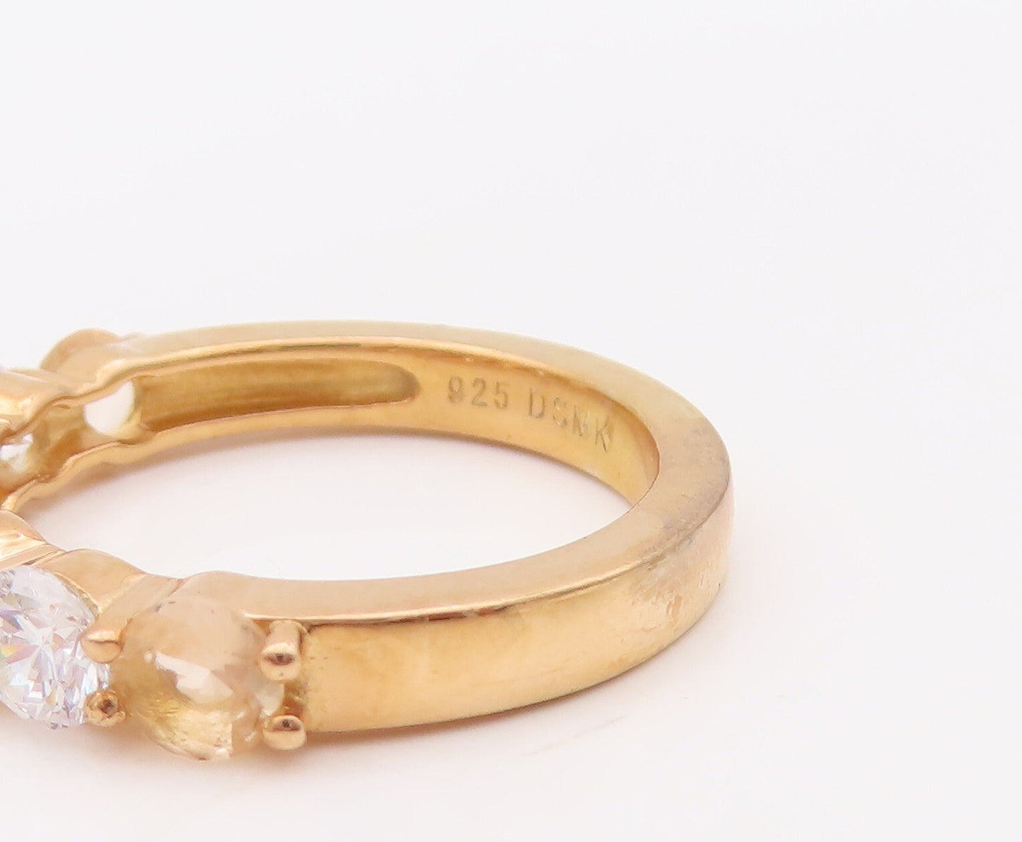 925 Sterling Silver Vintage Ring Gold Plated Stackable CZ Bands  Sz 7  RG29926