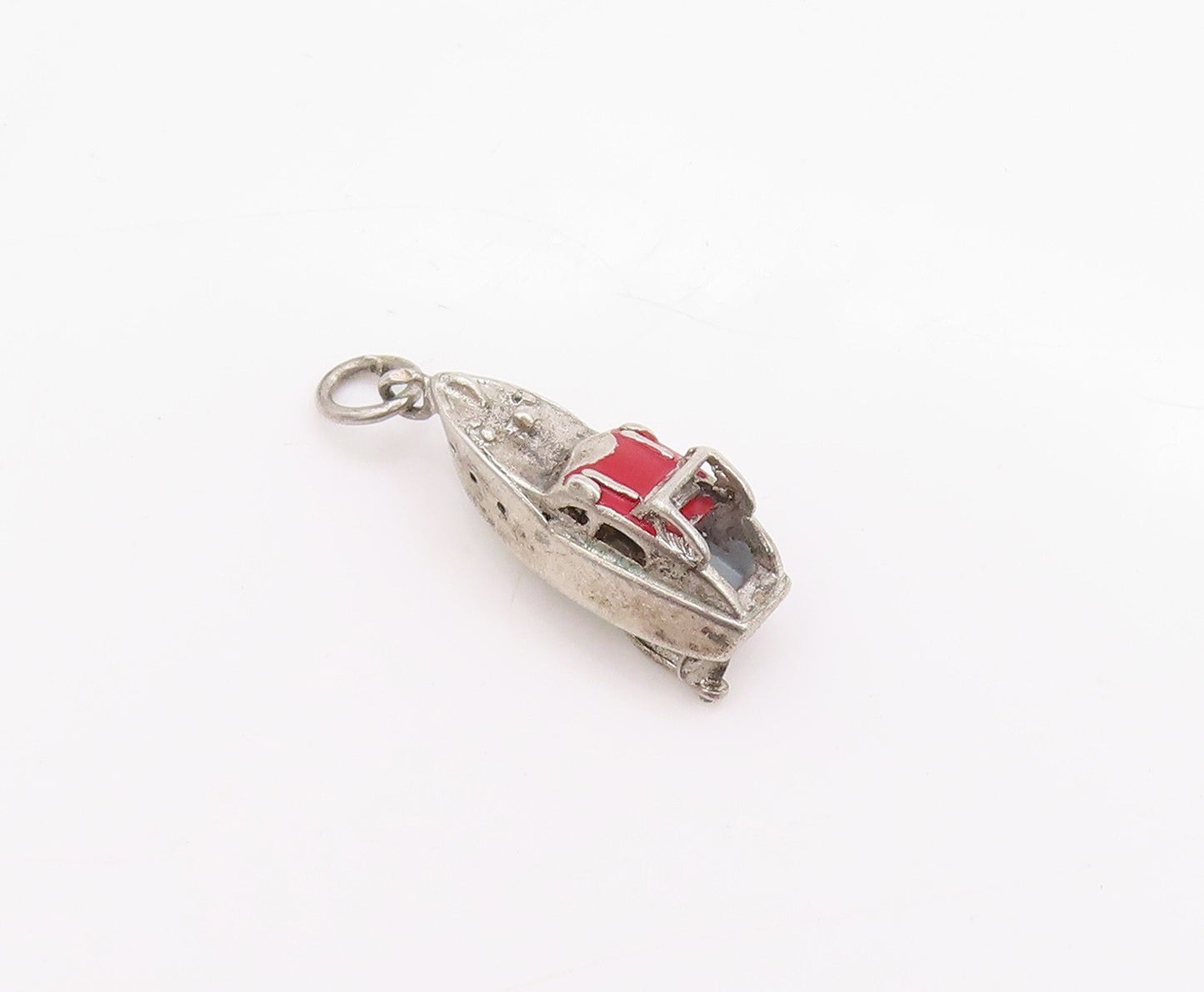 925 Sterling Silver Vintage Pendant Enameled Personal Boat Charm  PT24730