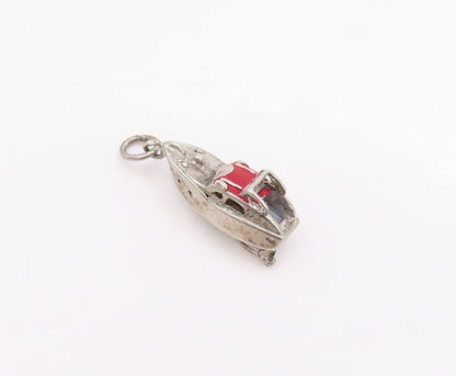 925 Sterling Silver Vintage Pendant Enameled Personal Boat Charm  PT24730