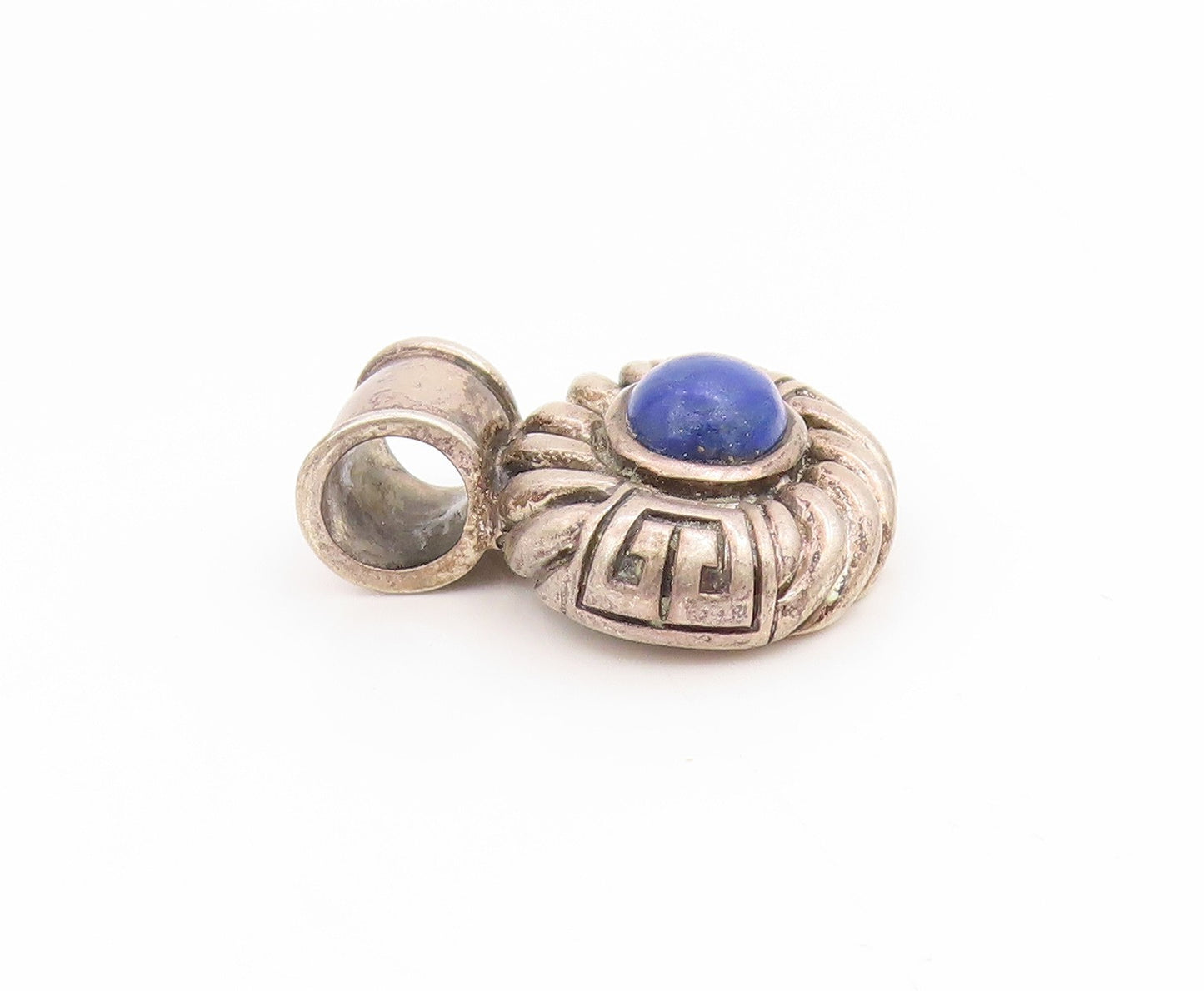 925 Sterling Silver Vintage Pendant Oval Cabochon Lapis Lazuli Charm   PT25630