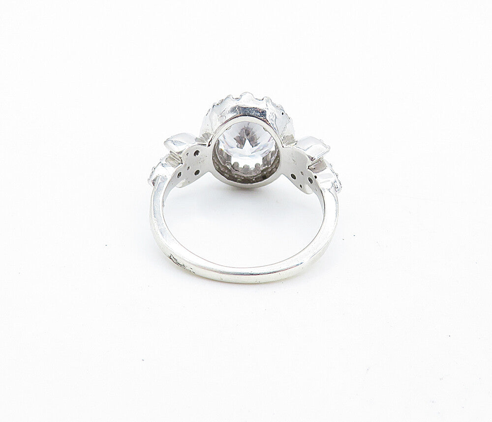 KERMIT 925 Silver  Cubic Zirconia Solitaire With Accents Ring Sz 6  RG7062