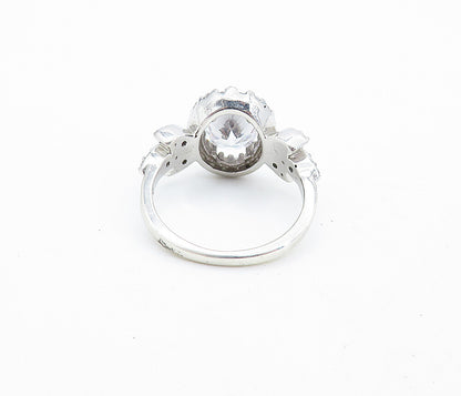 KERMIT 925 Silver  Cubic Zirconia Solitaire With Accents Ring Sz 6  RG7062