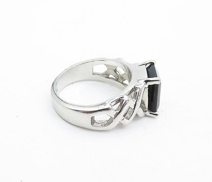 BETA 925 Sterling Silver  Smoky Topaz Shiny Band Solitaire Ring Sz 7  RG5533