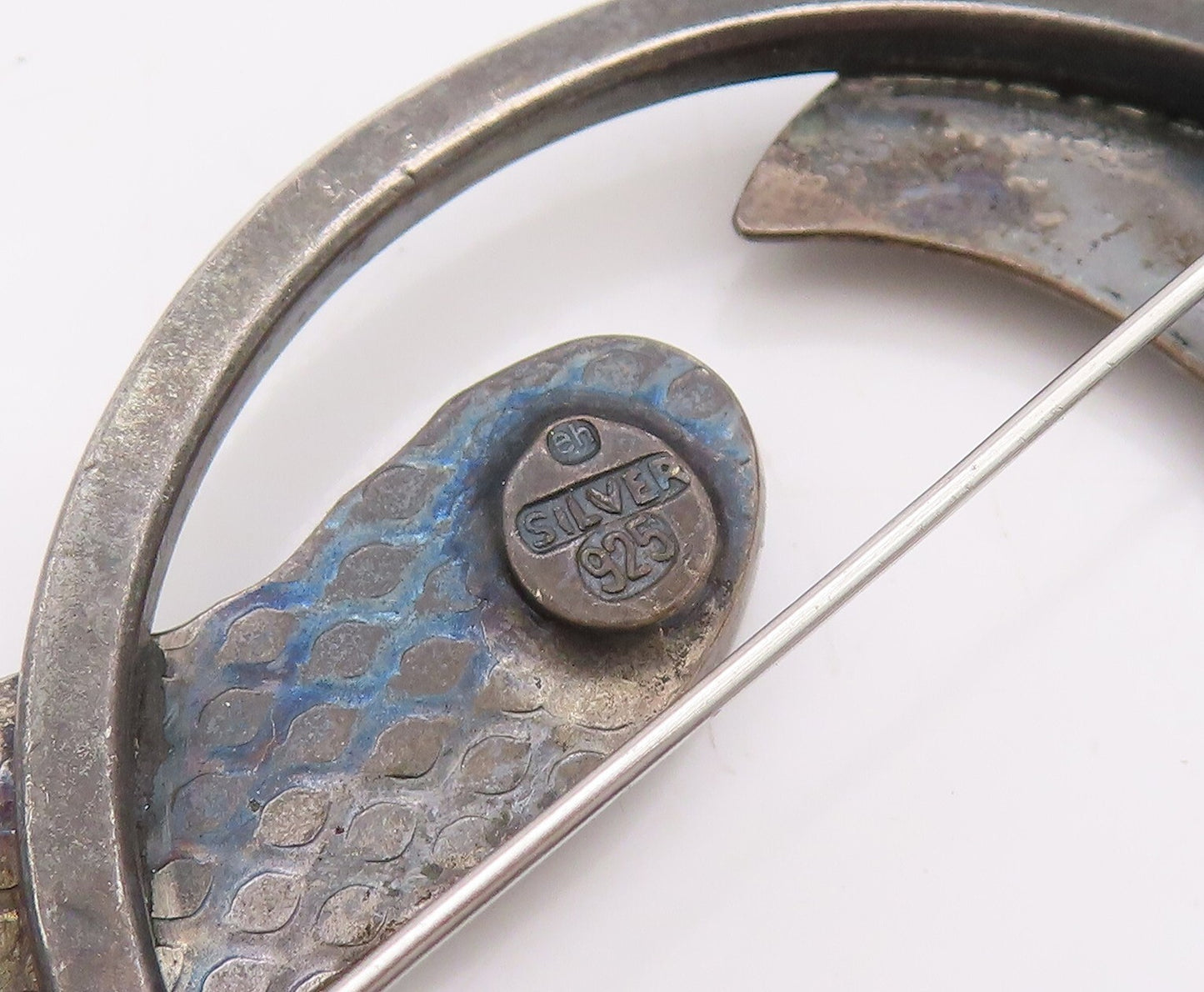 925 Sterling Silver Vintage Brooch Pin Cutout Abalone View Of Window  BP11226