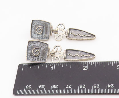 925 Sterling Silver Vintage Earrings Abstract Geometric Spiral Dangle  EG14084