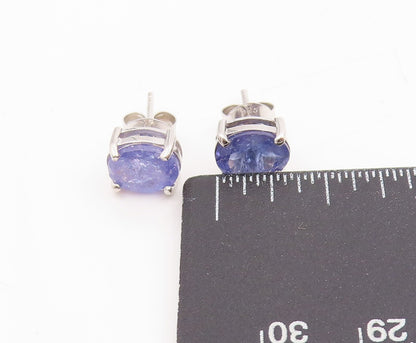 925 Sterling Silver Vintage Earrings Oval Cut Tanzanite Minimalist Stud  EG13766