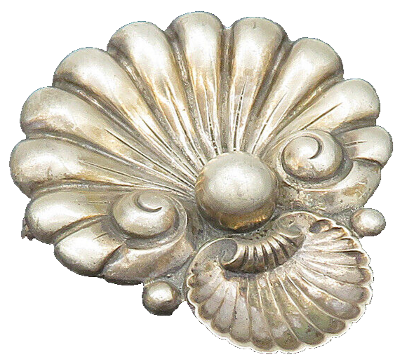 CINI 925 Silver  Vintage Antique Scalloped Sea Shell Motif Brooch Pin  BP8162