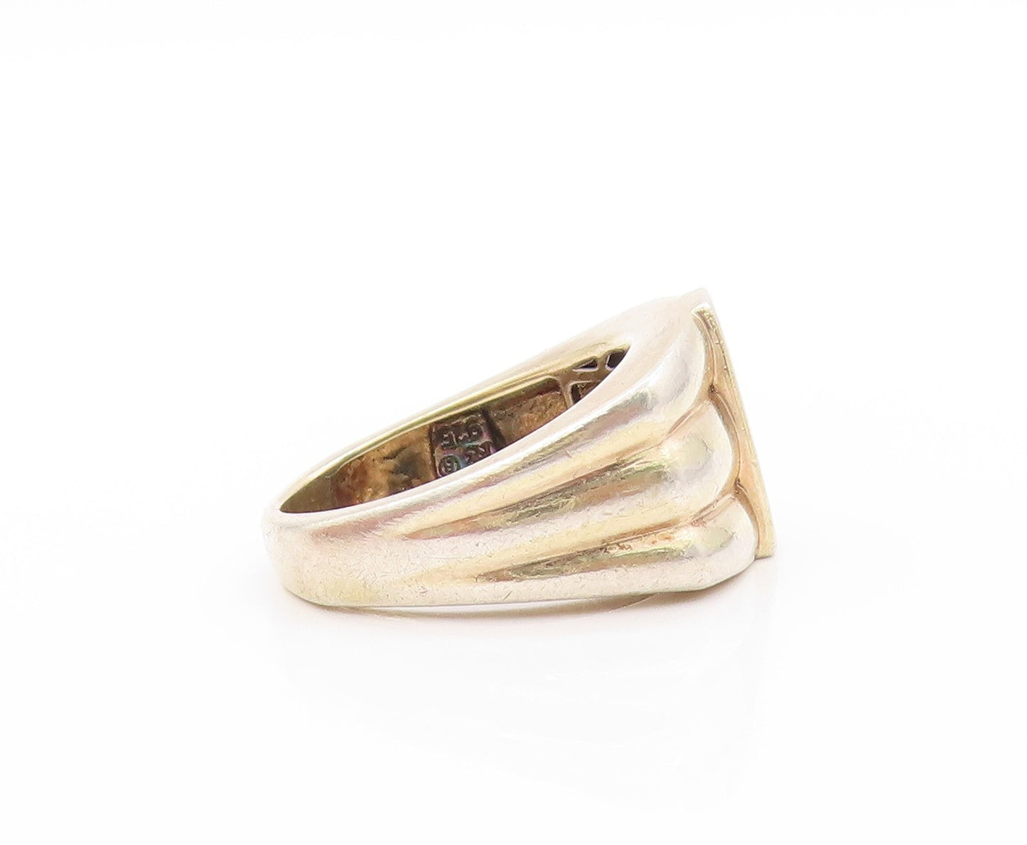 925 Sterling Silver Vintage Ring Gold Plated Square Cut CZ  Sz 8  RG32866