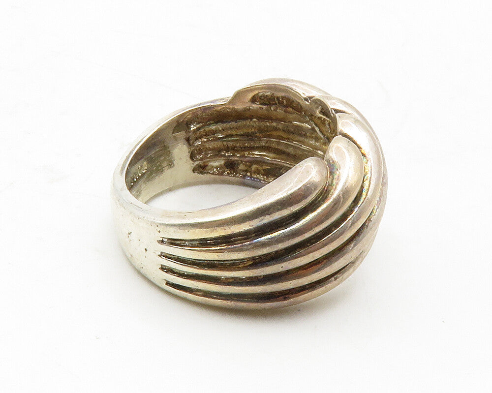 MIDAS 925 Sterling Silver  Vintage Dark Tone Fluted Band Ring Sz 6  RG13162