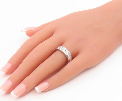 925 Sterling Silver Vintage Ring Channel Set CZ Chunky Spinner Band Sz 7 RG35341