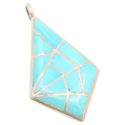 925 Sterling Silver Vintage Pendant MARCIE LORRIE NAVAJO ZUNI Turquoise  PT26612