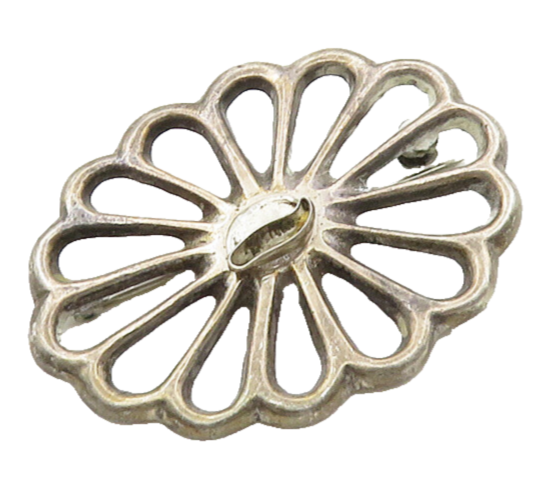GEORGE BEGAY NAVAJO 925 Silver  Vintage Flower Motif Smooth Brooch Pin  BP7680