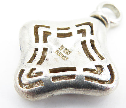 925 Sterling Silver  Vintage Passion Love Amore Etched Drop Pendant  PT4074
