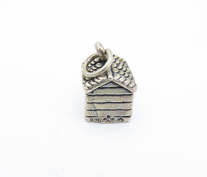 925 Sterling Silver  Vintage  Petite Dark Tone Dog In Dog House Pendant PT4950
