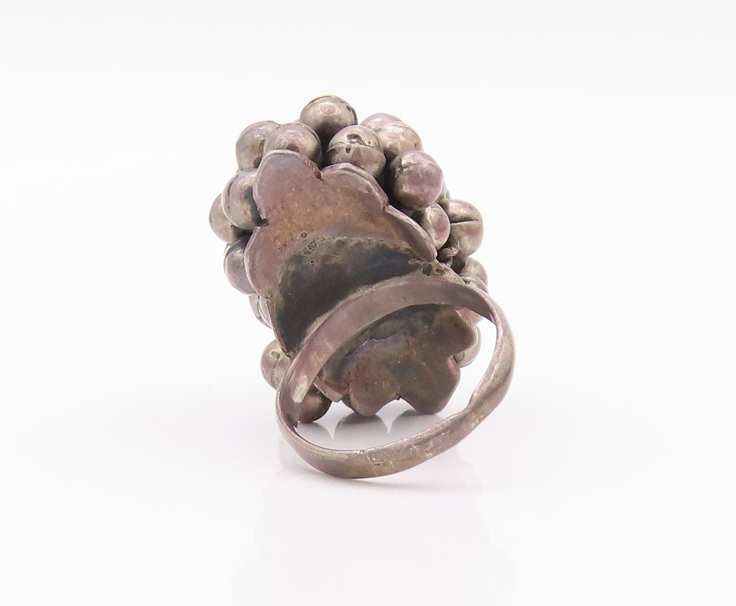 925 Sterling Silver Vintage Ring Antique Dark Tone Bunch Of Grapes Sz 6  RG32012