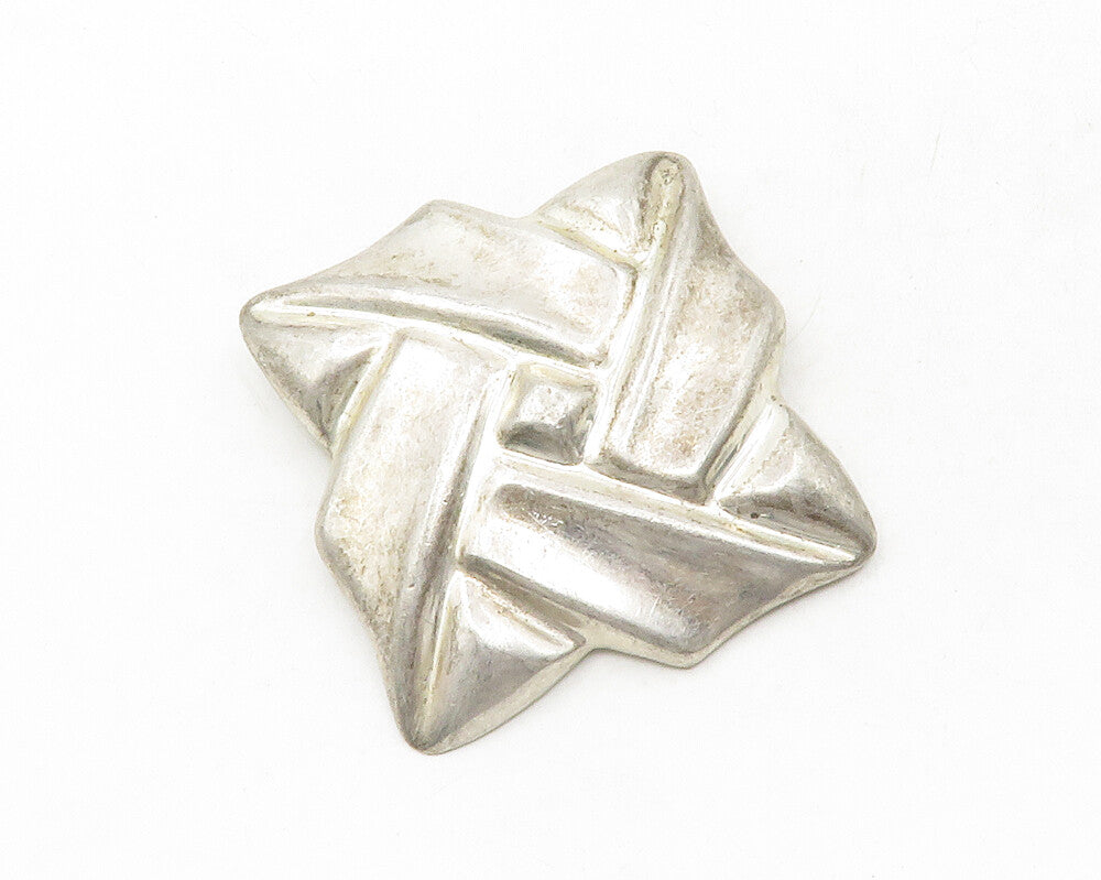 MEXICO 925 Sterling Silver  Vintage Hollow Square Design Brooch Pin  BP4797