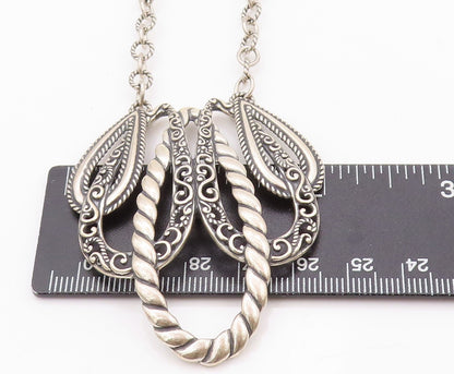 925 Sterling Silver Vintage Necklace CAROLYN POLLACK Swirly Designer Cut  NE4504