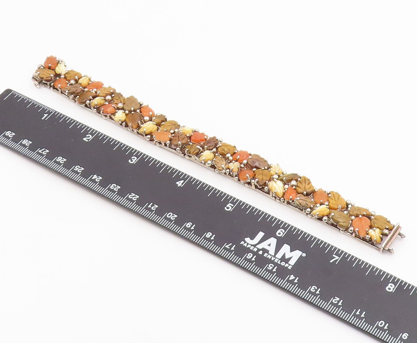 925 Sterling Silver Vintage Bracelet WHITNEY KELLY Gemstone Fall Leaves  BT12116