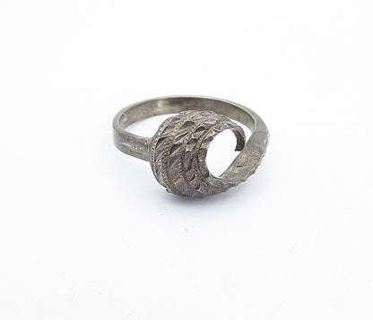 925 Sterling Silver  Vintage Dark Tone Etched Swirl Band Ring Sz 8  RG4703