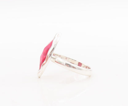 925 Sterling Silver Vintage Ring Marquise Shape Red Gemstone  Sz 7 RG29353