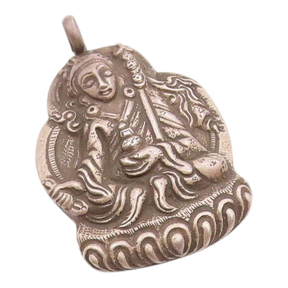 925 Sterling Silver  Vintage Antique Oxidized Religious Figure Pendant PT10298
