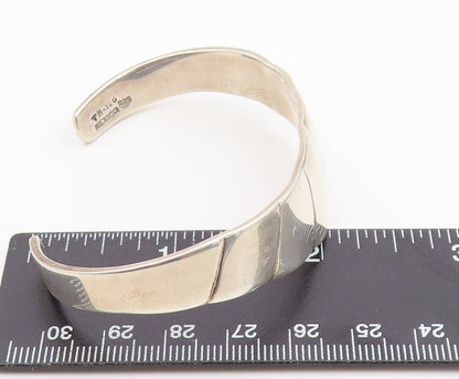 925 Sterling Silver Vintage Bracelet MEXICO Modernist Tapered Wave Cuff  BT12149