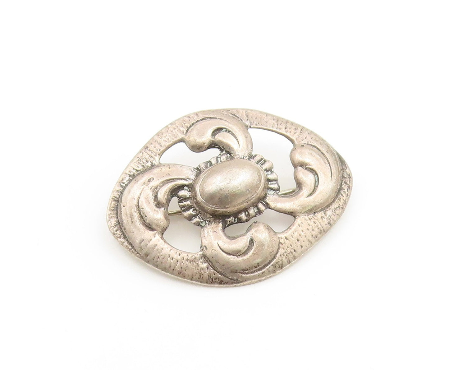 925 Sterling Silver Vintage Brooch Pin Antique Abstract Floral Design  BP12399