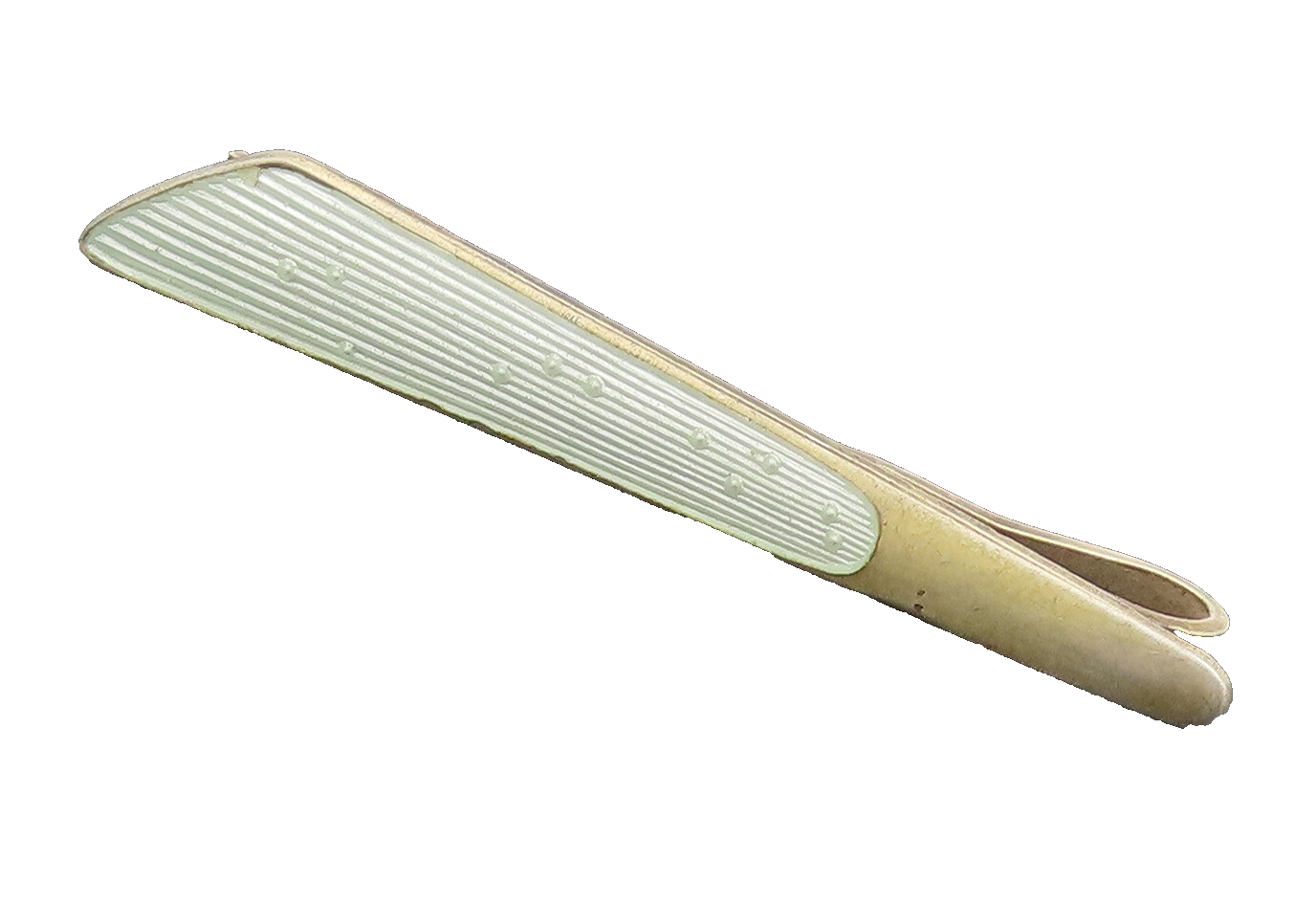 DENMARK 925 Sterling Silver  Vintage Shell Textured Enamel Tie Clip  TR3614