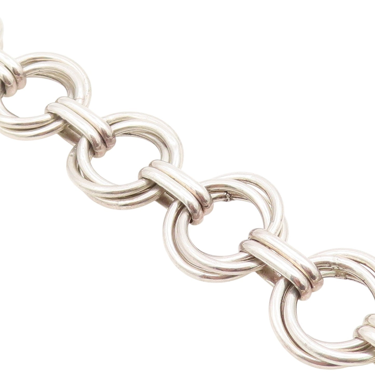 925 Sterling Silver Vintage Bracelet Interlocking Geometric Circles BT11558