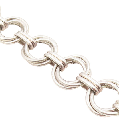 925 Sterling Silver Vintage Bracelet Interlocking Geometric Circles BT11558
