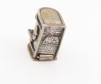 925 Sterling Silver Vintage Pendant BEAU Miniature US Mail Box Charm  PT25778