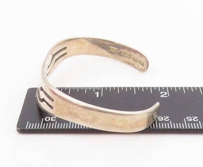 925 Sterling Silver Vintage Bracelet MEXICO Modernist Wavy Cut Out Cuff  BT11488