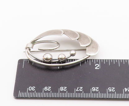 BOND BOYD 925 Silver  Vintage Shiny Modernist Floral Motif Brooch Pin  BP9200