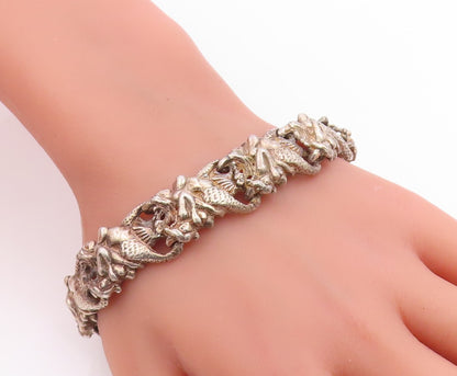925 Sterling Silver Vintage Bracelet Brutalist Mermaid Link Design  BT12061