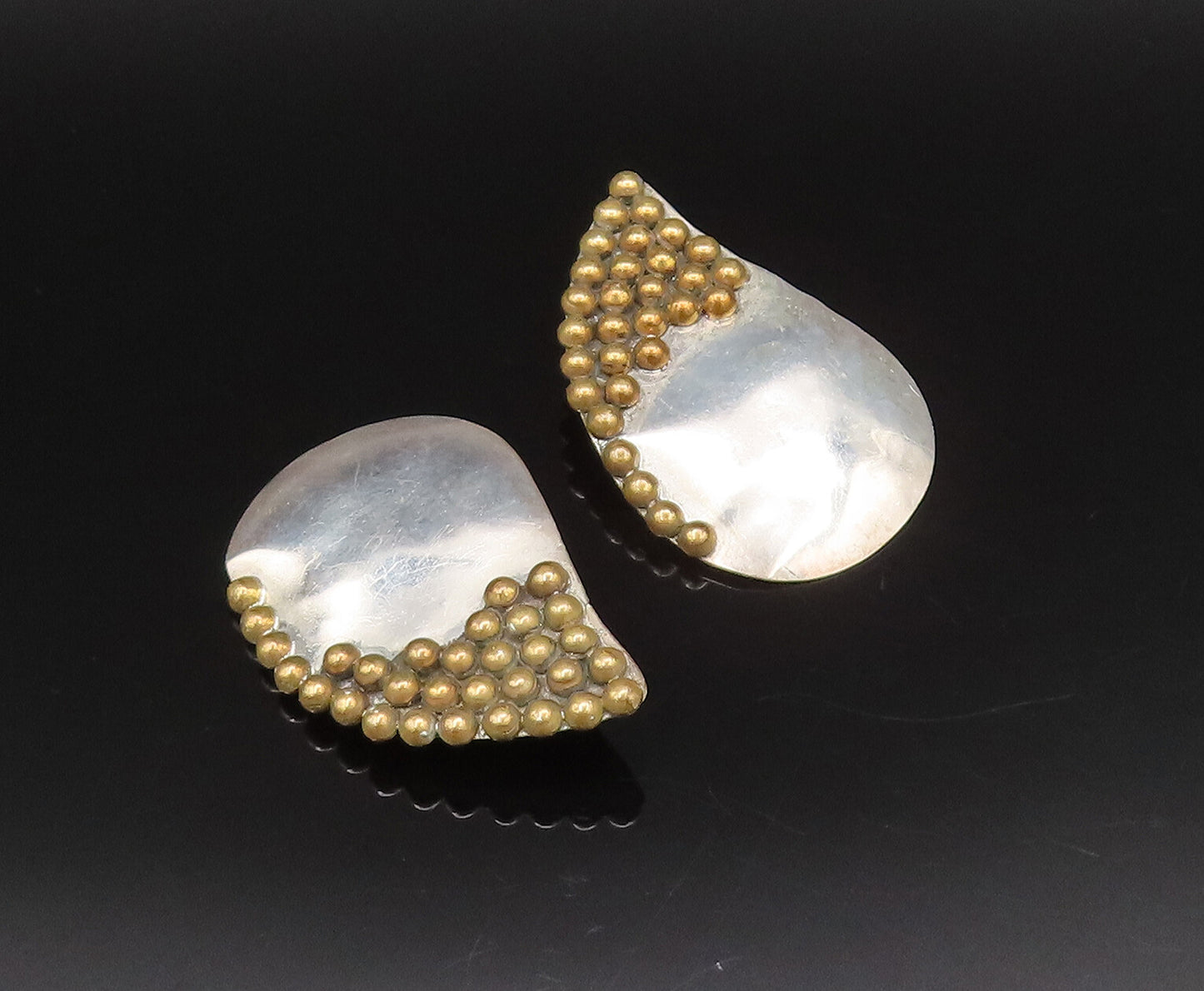 LOUIS BOOTH 925 Silver  Vintage Two Tone Bead Cluster Teardrop Earring EG12241