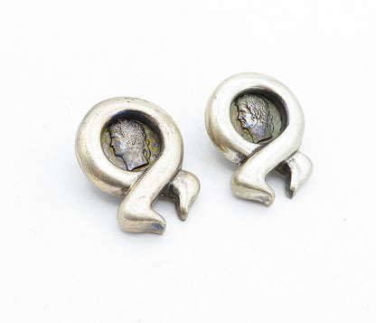 925 Sterling Silver  Vintage Antique Woman's Profile Drop Earrings  EG2610