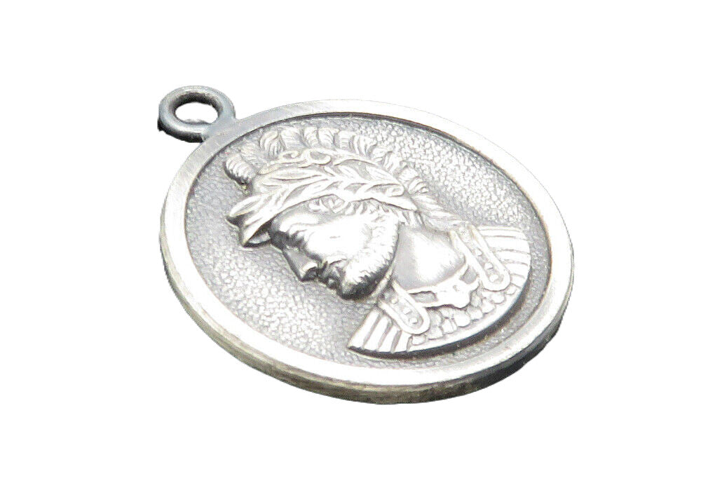 925 Sterling Silver  Vintage Oxidized Gladiator Face Profile Pendant  PT7660