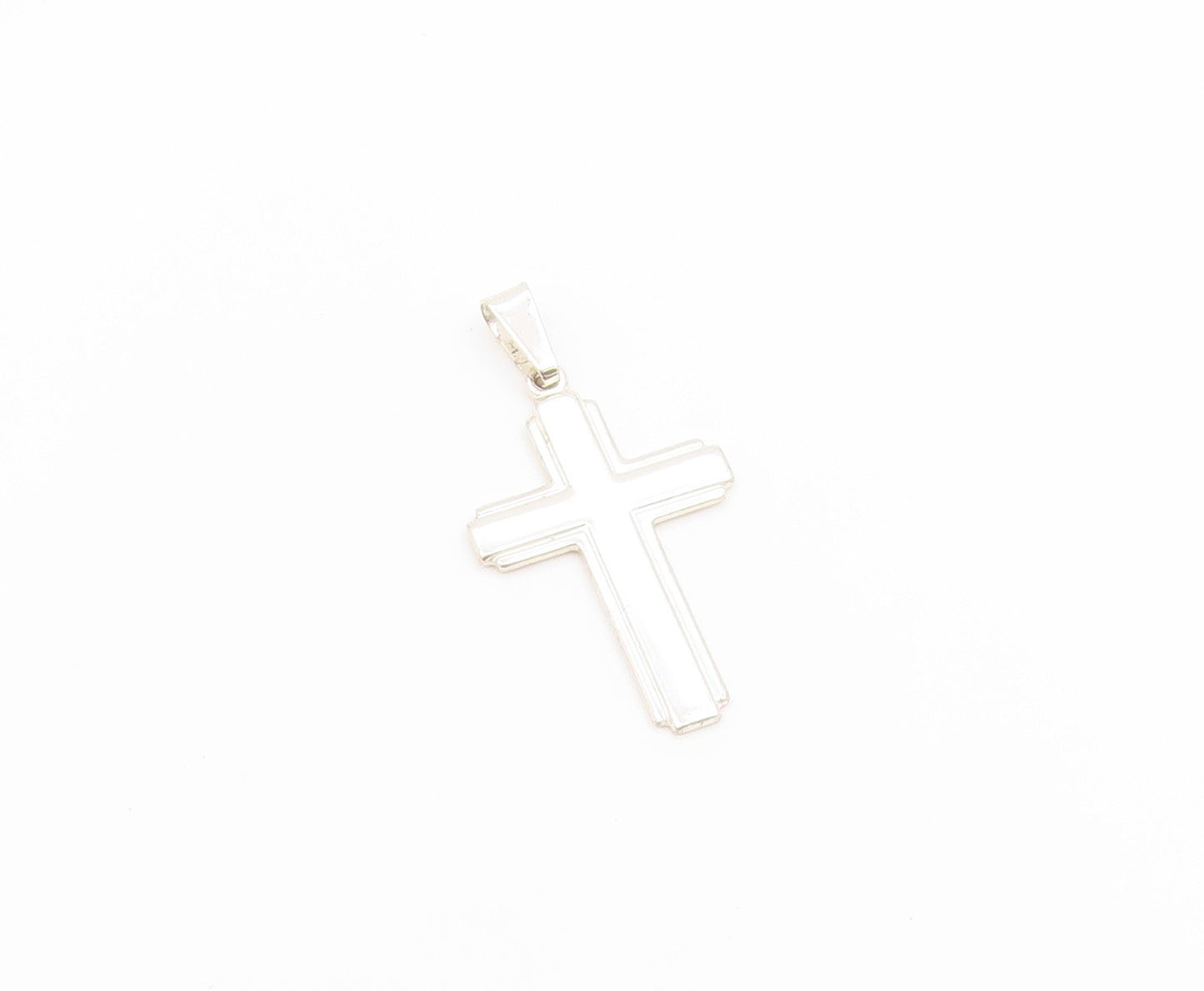 925 Sterling Silver Vintage Pendant Minimalist Double Layer Latin Cross  PT26586