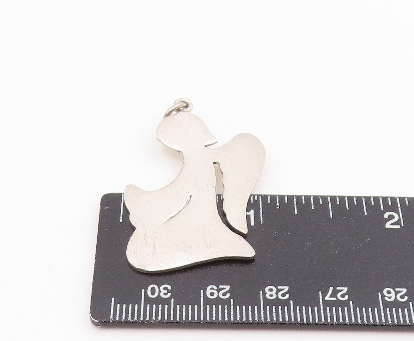 925 Sterling Silver Vintage Pendant Minimalist Guardian Angel Cutout  PT25771
