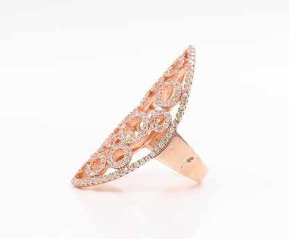 925 Sterling Silver Vintage Ring Gold Plated CZ Open Circles Band  Sz 8  RG35388