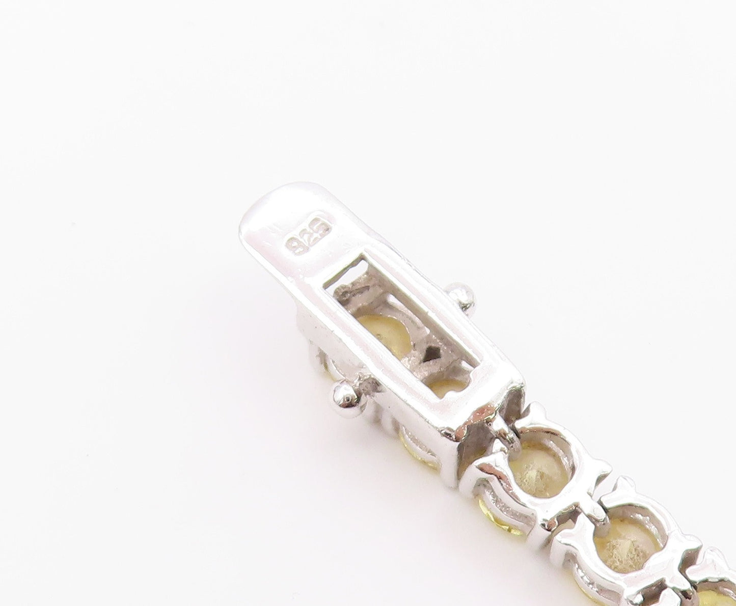 925 Sterling Silver  Vintage Yellow Cubic Zirconia Tennis Bracelet  BT8991