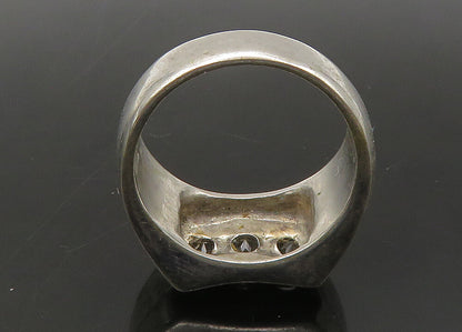 KARIS 925 Silver  Vintage Topaz 3 Stone Square Dome Band Ring Sz 10  RG22022