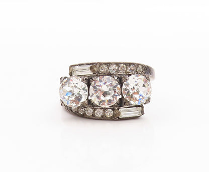 925 Sterling Silver Vintage Ring UNCAS Antique Multi Shape CZ Band Sz 9 RG33531
