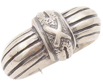 925 Sterling Silver Vintage Ring Solid Carved 'X' Grooved Shank  Sz 8.5  RG28448