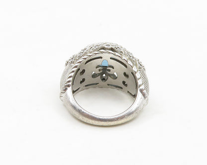JUDITH RIPKA 925 Sterling Silver Vintage Blue White Topaz Band Ring Sz 6 RG17707