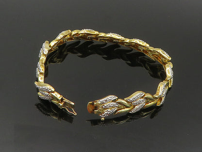 ROSS SIMON 925 Sterling Silver  Genuine Diamonds 2 Tone Chain Bracelet  BT1204