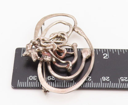 925 Sterling Silver Vintage Brooch Brutalist Tangled Web Design Pin  BP12061