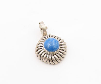 ESPO SIG 925 Silver  Vintage Blue Aventurine Ribbed Dome Pendant  PT21473