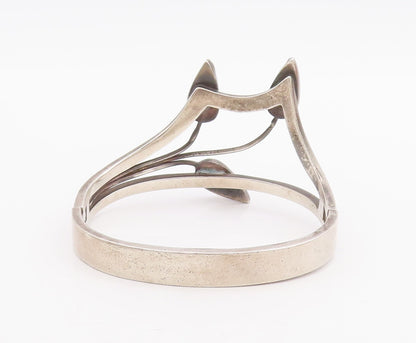 925 Sterling Silver Vintage Bracelet MEXICO Cutout Drop Shape Onyx Cuff  BT10702