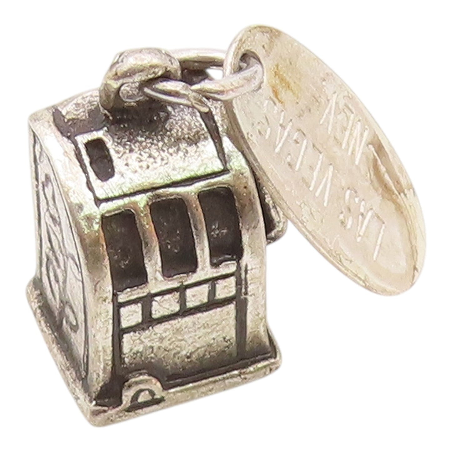 925 Sterling Silver  Vintage Slot Machine Gambling Motif Pendant  PT17829